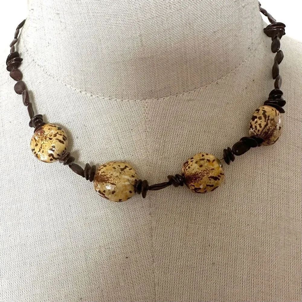 apple seed and nut beaded necklace